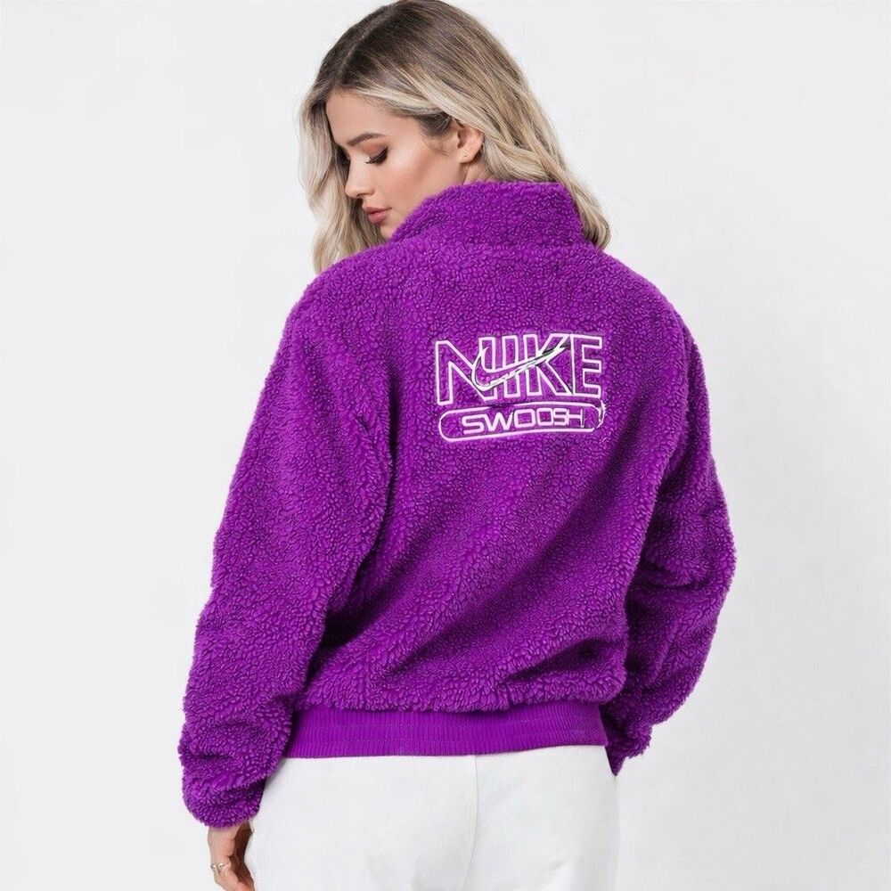 Nike Purple Sherpa Cozy Fleece Jacket Back‎ Logo DR5628-551